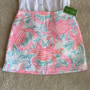 Lilly Pulitzer Coral and Aqua Crab Mini Skort, 0, NWT